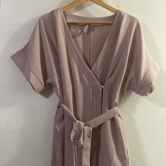 Like New Womens Mauve Blush Pink Midi Wrap Dress - Picture 4 of 9